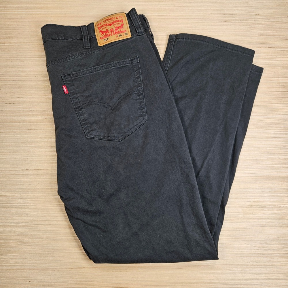 Levi's 514 Straight Fit‎ Pants Mens 40x32 Fits 40x31 Gray Black Stretch Denim